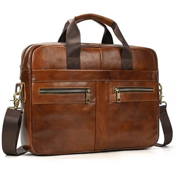 Мужской кожаный портфель, деловая мужская сумка, верхний слой, сумка для компьютера юриста из воловьей кожи, мужская стильная большая сумка для ноутбука 15,6 см с ремешком