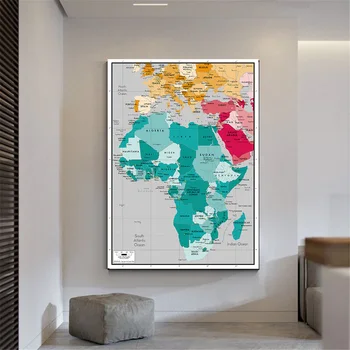 100*150 см Карта Африки Нетканый Холст Картина Винтажный Плакат Настенный Декор Гостиная Украшение Дома Школьные Принадлежности