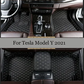 100% Подходят Изготовленные на заказ Кожаные Автомобильные Коврики Для Tesla Model Y 2021, Ковры, Коврики для Ног, Аксессуары