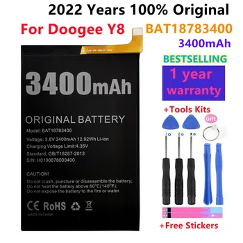 2022 Года 100% Оригинал Для Doogee Y8 Сменные Аккумуляторы Литий-полимерные BAT18783400 3400 мАч Протестированы + Инструменты для ремонта