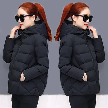 2023 Новая Осенне-зимняя мода Плюс Шляпа Dalian, Модное хлопковое пальто, Свободное и тонкое Универсальное хлопковое пальто, женское Короткое