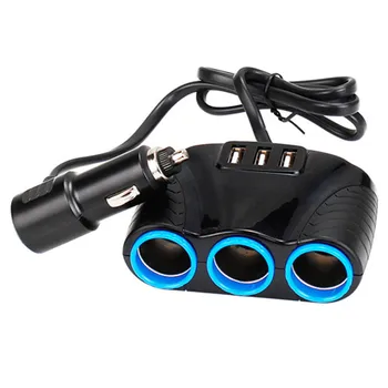 3 Порта USB 3 Способа 3.1A Синий светодиодный Автомобильный Прикуриватель Разветвитель Концентратор Адаптер Питания 12 В-24 В для iPad Смартфон DVR GPS