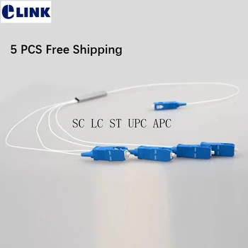 5 ШТ 1 * 4 ПЛК мини-разветвитель типа стальной трубки SC ST LC UPC APC разъем 0,9 мм белый кабель 0,35 м ftth соединитель Бесплатная доставка ELINK