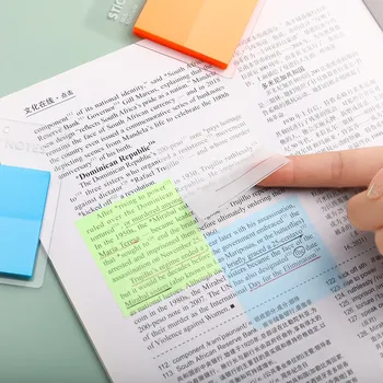50 Листов Полупрозрачных цветных прозрачных заметок Водонепроницаемый клейкий блокнот для чтения и изучения
