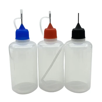 50 шт. Многоразовая Пластиковая бутылка-капельница PE 50 мл с металлической игольчатой крышкой для контейнера с жидкостью