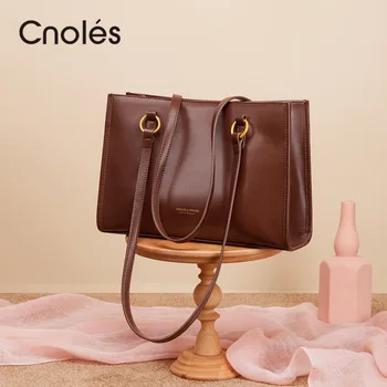 Cnoles, Женская Модная сумка-тоут, Кожаные сумки-ведра для женщин 2022, Винтажные Большие сумки с верхней ручкой через плечо