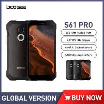 Doogee S61 Pro Прочный Телефон 6 ГБ + 128 ГБ 48 Мп Камера 5180 мАч Смартфоны Сменная Задняя крышка 6 Дюймов IP68/IP69K Камера Ночного Видения