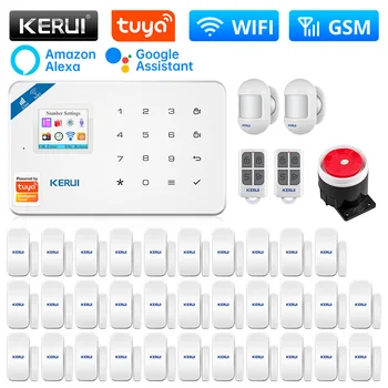 KERUI WIFI GSM Комплект Охранной сигнализации Центральный блок W181 Панель сигнализации Tuya Smart APP Control с датчиком движения