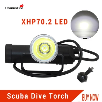 Uranusfire XHP70.2 Светодиодный светильник для Дайвинга с Канистрой, 4000лм, Водонепроницаемый фонарик для Дайвинга, Подводный Видео фонарик, работающий от 8 * 18650