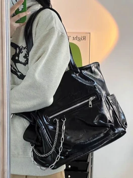 Xiuya Trendyol, сумки большой емкости для женщин 2023, Модная весенняя сумка через плечо из искусственной кожи, повседневная сумка для покупок