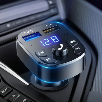 Автомобильный Bluetooth 5,0 FM-передатчик с дисплеем, двойной USB-адаптер быстрого зарядного устройства, автоматический аудиоплеер 12/24 В