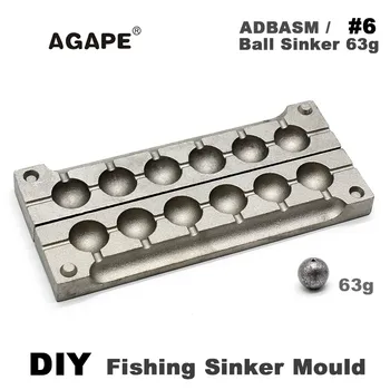 Агапе, сделай сам, рыболовное грузило для мяча, форма ADBASM/# 6, Грузило для мяча, 63 г, 6 полостей
