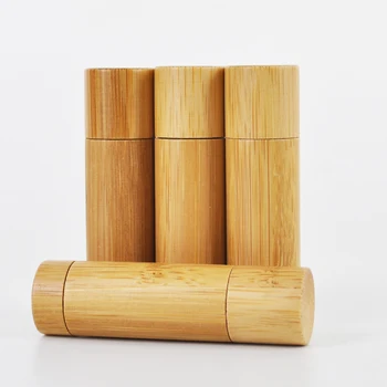 бамбуковый пустой контейнер весом 5 г Для косметического бальзама для губ, Индивидуальный логотип, тюбики для губной помады из натурального бамбука Оптом