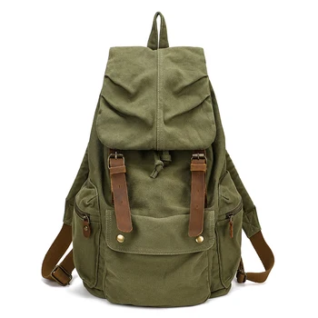 Винтажный кожаный военный рюкзак KOOGER, мужской рюкзак, школьная сумка, рюкзак на шнурке, школьный рюкзак, женский рюкзак Mochila