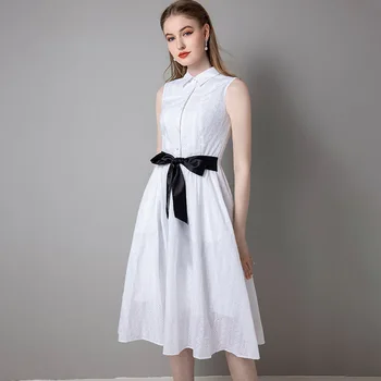 Высококачественное легкое роскошное нишевое платье трапециевидной формы с талией от Хепберн, летний темперамент феи