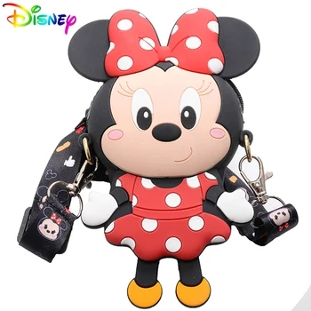 Детские сумки через плечо Disney для девочек, силиконовая милая водонепроницаемая сумка-мессенджер с Минни и Микки из мультфильма, детский игрушечный кошелек с милым рисунком