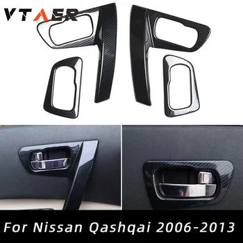 Для Nissan Qashqai J10 2006 2007 2008 2009 2010 2011 2012 2013 Внешний Вид Из Углеродного Волокна Внутренняя Сторона Внутренняя Дверная Панель Ручка Крышка