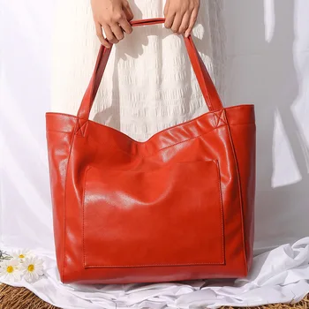 Женская сумка 2023, новые сумки большой емкости, сумка-тоут на плечо, осенне-зимняя мягкая модная сумка с карманами из искусственной кожи