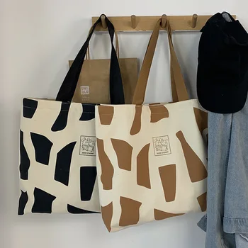 Женские холщовые сумки-тоут, Эко-многоразовые складные сумки на плечо с двусторонним принтом, дизайнерские сумки на молнии большой емкости