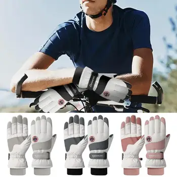 Зимние лыжные перчатки для сноуборда, нескользящий сенсорный экран, водонепроницаемые мотоциклетные велосипедные флисовые теплые зимние спортивные перчатки