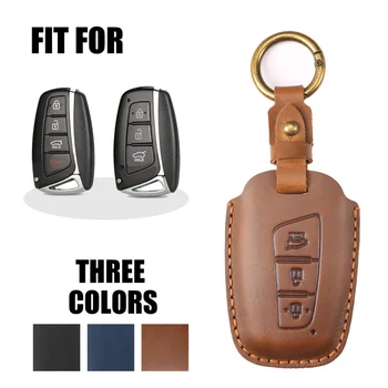 Кожаный Чехол для ключей от автомобиля ручной работы для Hyundai Grand Santa Fe IX45 GENESIS EQUUS AZERA 2013 2014 2015 2016 Аксессуары