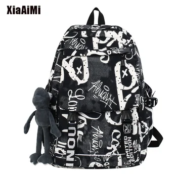 Модный Мужской рюкзак с граффити, студенческий Водонепроницаемый рюкзак для путешествий Большой емкости, нейлоновые школьные сумки для мальчиков и девочек