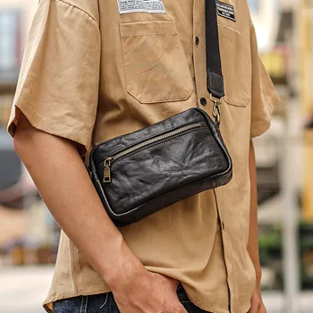 Мужской клатч-органайзер из натуральной кожи, уличная высококачественная молодежная многофункциональная сумка на плечо, кошелек