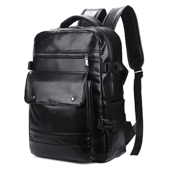 Мужской Рюкзак из Искусственной кожи Большой Емкости, Модный Черный рюкзак для путешествий, Модная студенческая школьная сумка, деловая сумка для ноутбука