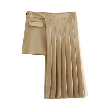 Новая женская модная широкая плиссированная мягкая юбка неправильной формы