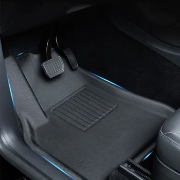 Полностью окруженный Специальный Коврик Для Ног 2021 Tesla Model 3 Водонепроницаемый Нескользящий Коврик для багажника TPE XPE Модифицированные Аксессуары 3 шт.