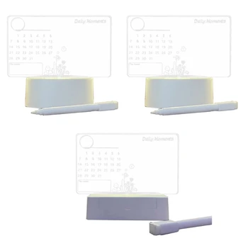 Прозрачный акриловый настольный календарь со светодиодной подсветкой, Стираемый маркер для настольной доски для заметок