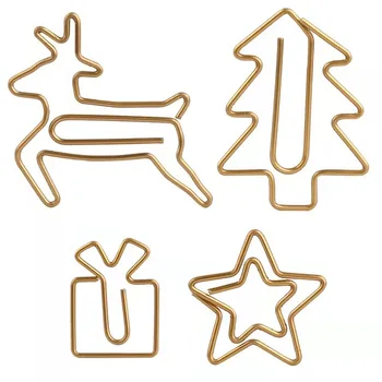 Рождественская елка, Скрепка, Золотая Звезда, Скрепка в форме Оленя, Металлическая Милая Скрепка, Декоративная Скрепка, Скрепки для бумаг