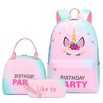Рюкзаки для девочек, школьные сумки для книг, набор с сумкой для ланча, Пенал, Легкий Милый рюкзак для дошкольников