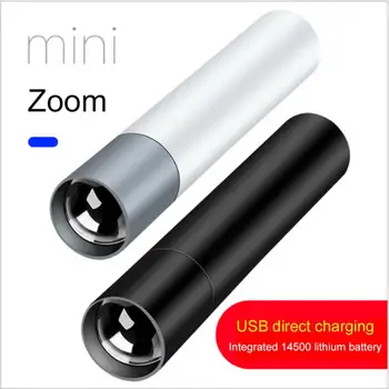 Светодиодные мини-фонарики, USB Перезаряжаемый фонарик, Водонепроницаемый Телескопический мощный фонарик-брелок для пеших прогулок, кемпинга