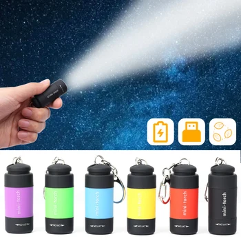Светодиодный мини-карманный фонарик, портативный USB перезаряжаемый брелок, фонарики, Водонепроницаемый фонарь для походов на открытом воздухе
