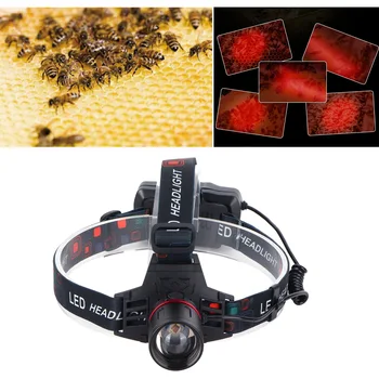 Светодиодный налобный фонарь с красным светом, портативная USB Регулируемая фара для охоты, пчеловодства, обнаружения