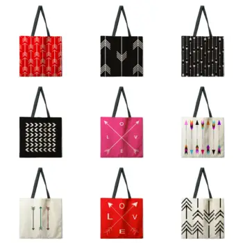 Складная хозяйственная сумка с геометрической стрелкой, сумка с принтом, женская сумка на плечо, женская сумка для отдыха, уличная пляжная сумка, женская сумка-тоут