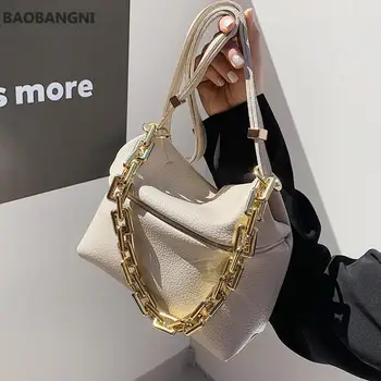 Сумка для подмышек с толстой цепочкой, Летняя Новая качественная женская дизайнерская сумка из мягкой искусственной кожи, сумка-мессенджер