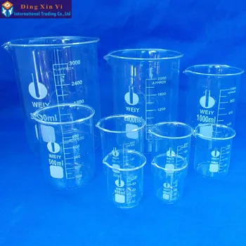 Химический лабораторный стакан Низкой формы из Боросиликатного Стекла, Прозрачный, Утолщенный, с носиком, 50-3000 мл